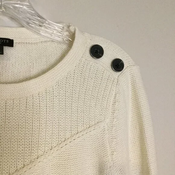 Talbots Ivory Nautical Cotton Knit Sweater - Picture 5 of 8